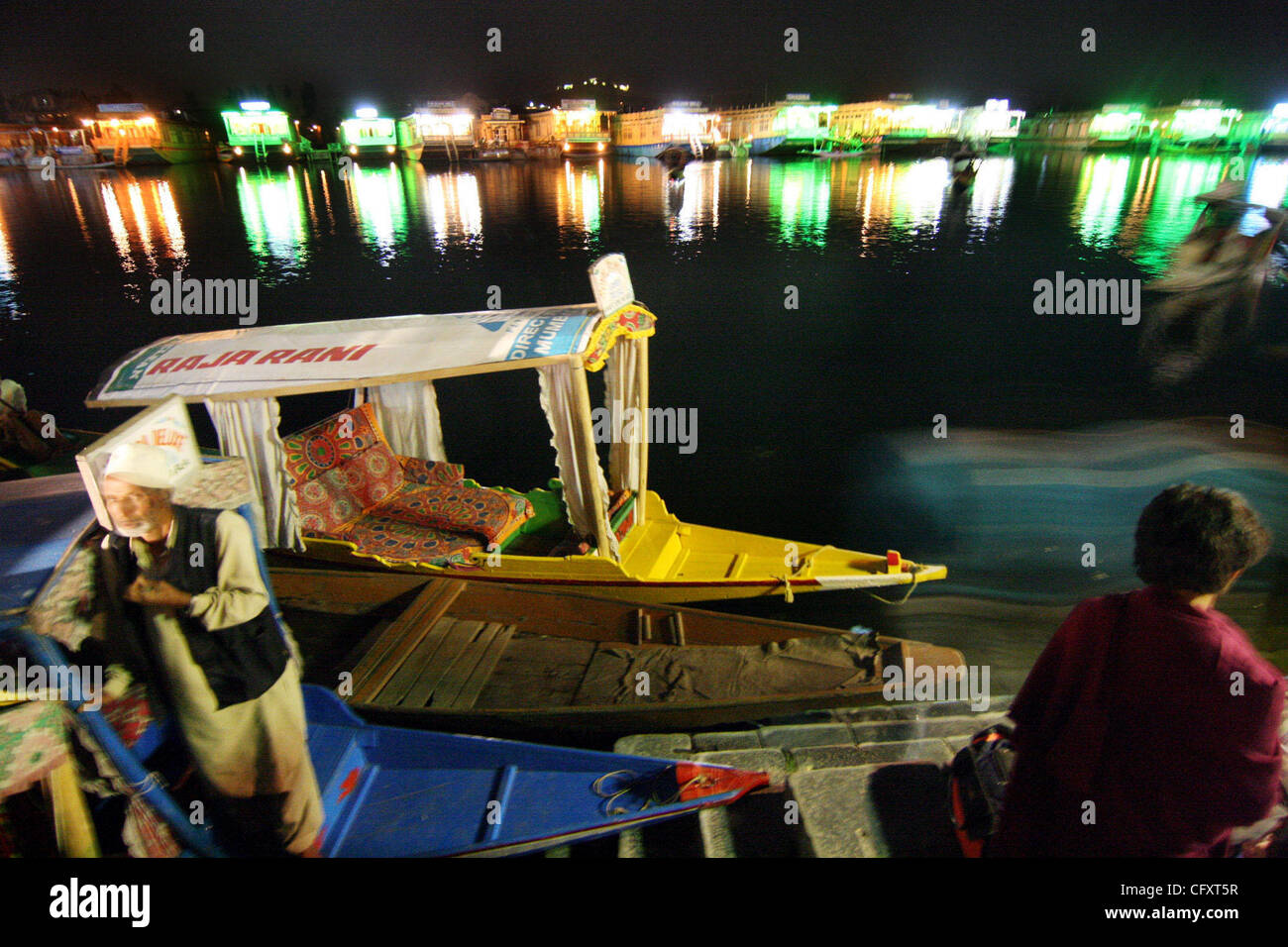 Beautiful view of shikaras and house boats in dal lake in indian kashmir the