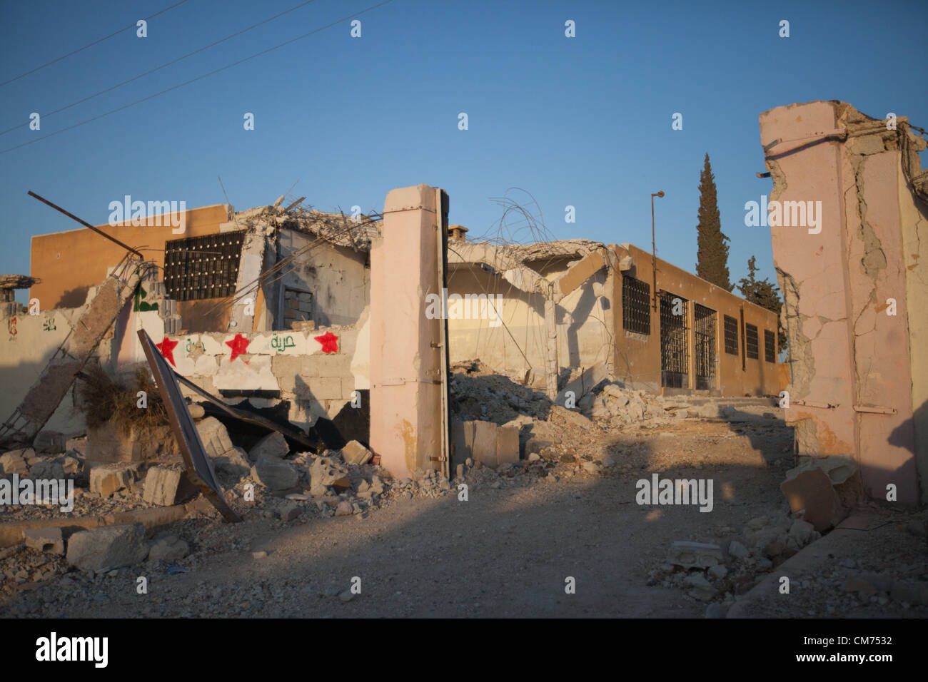 Azaz, Syria. 19th October 2012. Bombing damaged schools from a Syrian