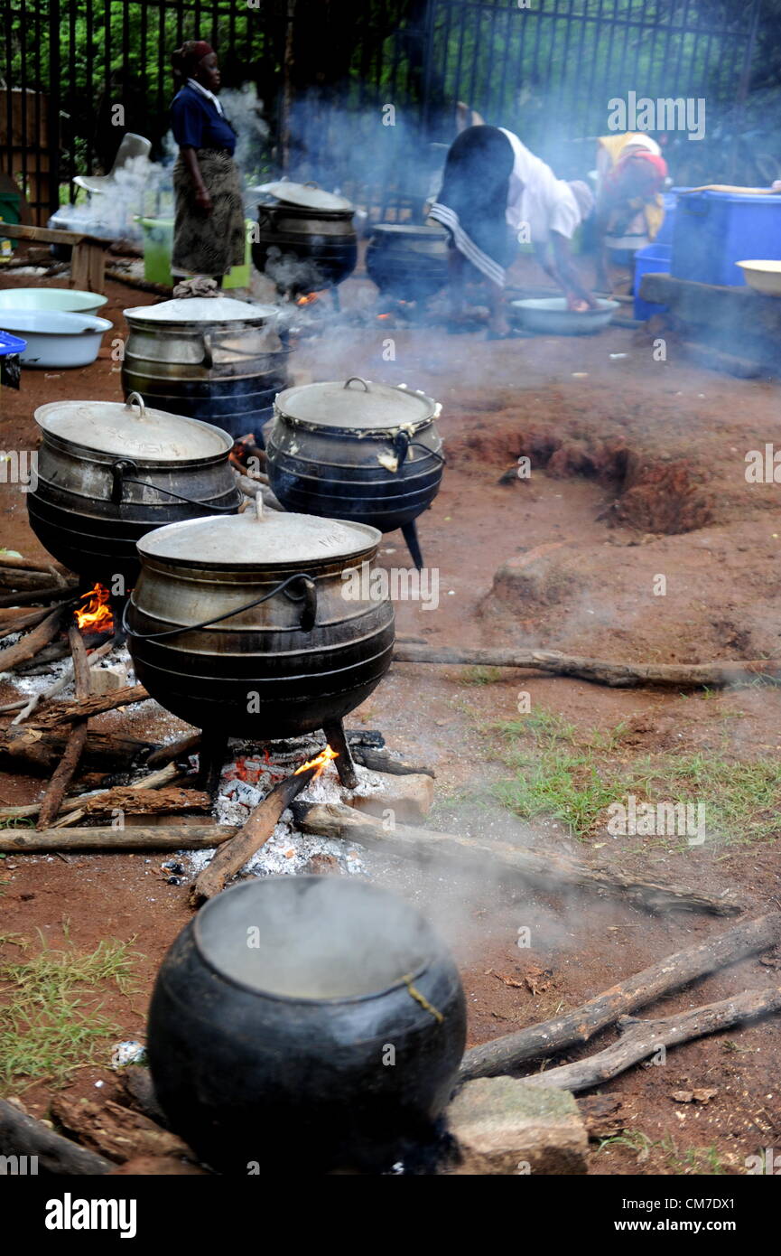 LIMPOPO, SOUTH AFRICA OCTOBER 13 Pots of food are prepared at the