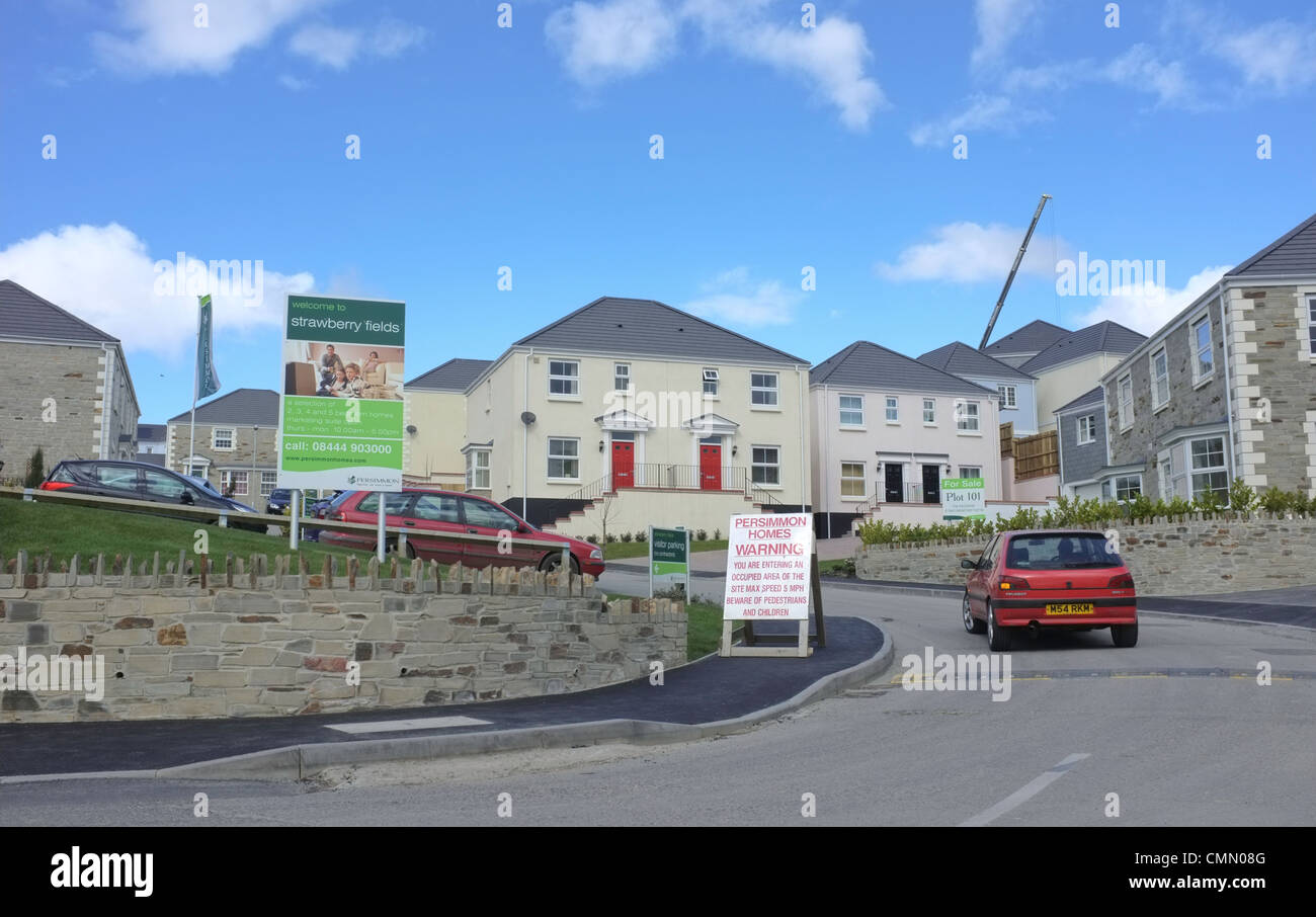New housing development on the edge of Penryn, Cornwall Stock Photo