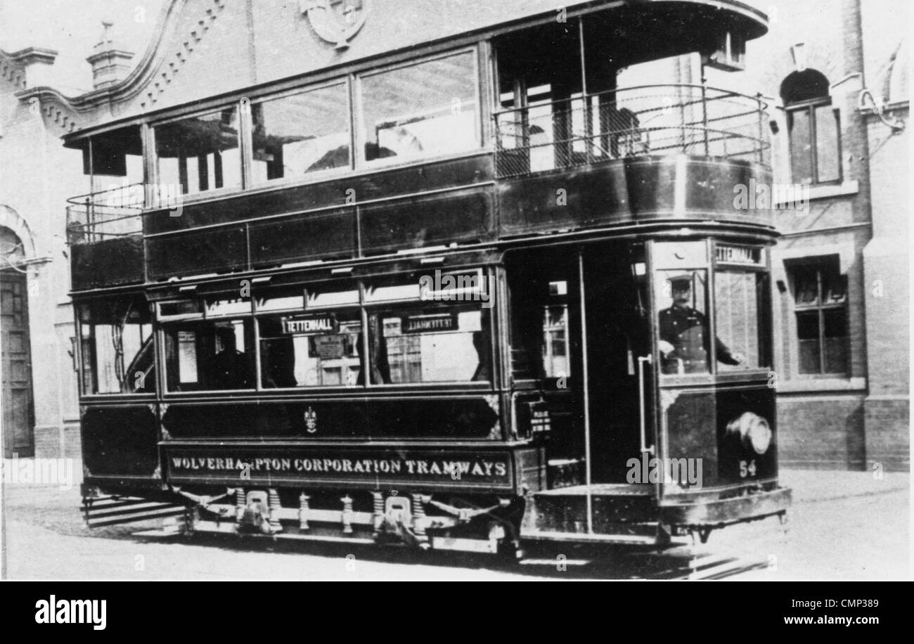 Tram, Cleveland Road Bus Depot, Wolverhampton, Early 20th cent. A Stock Photo, Royalty Free