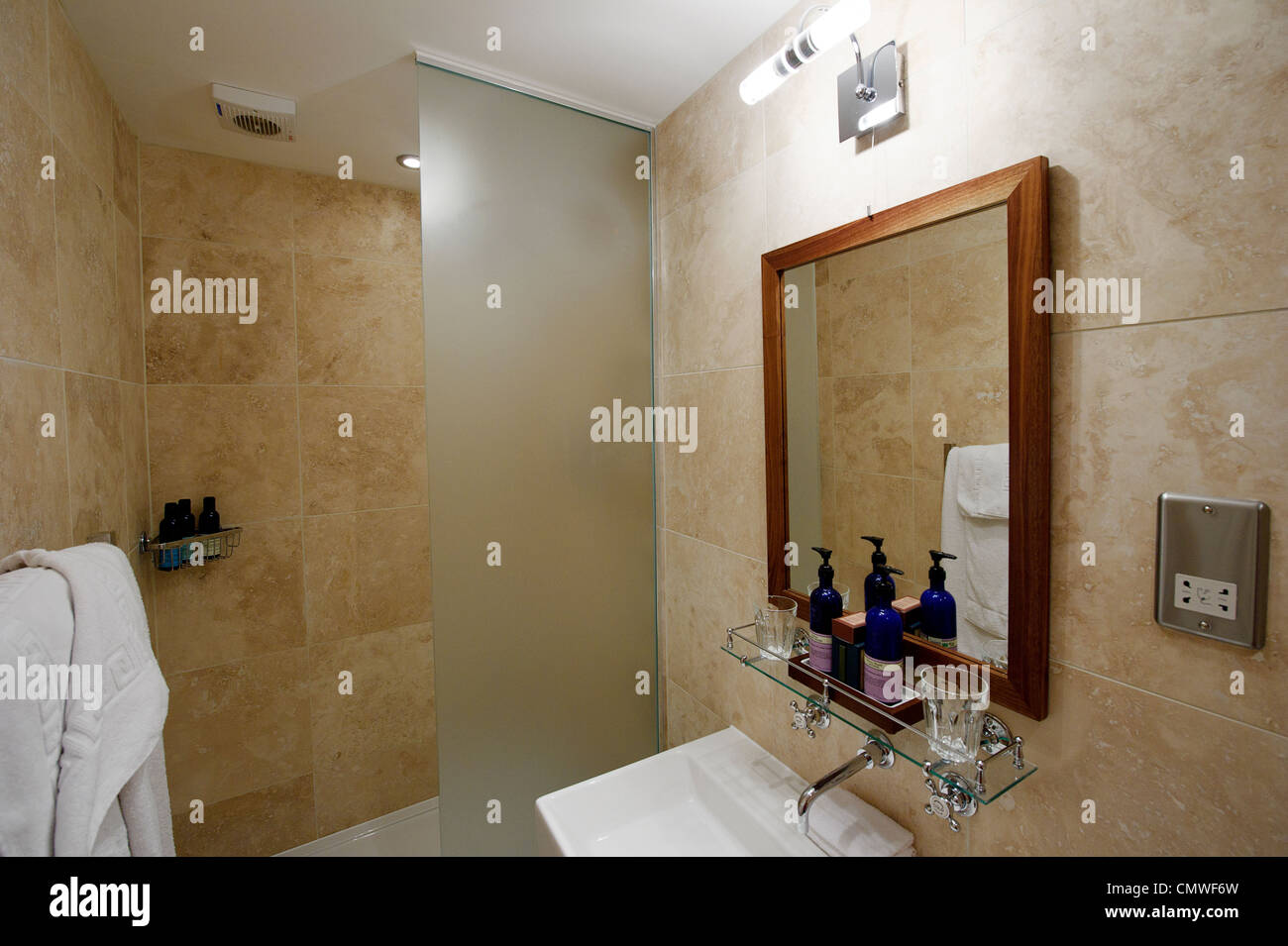 modern compact hotel show home bathroom wet room with oblong sink modern compact hotel show home bathroom wet room with oblong sink