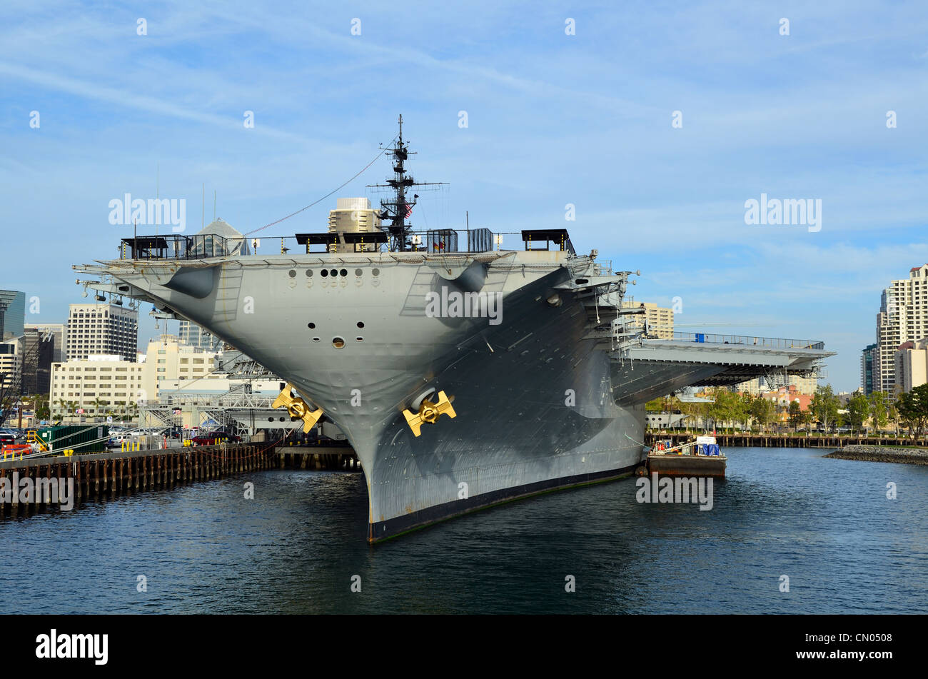 Aircraft carrier USS Midway docked at the harbor. San Diego Stock Photo