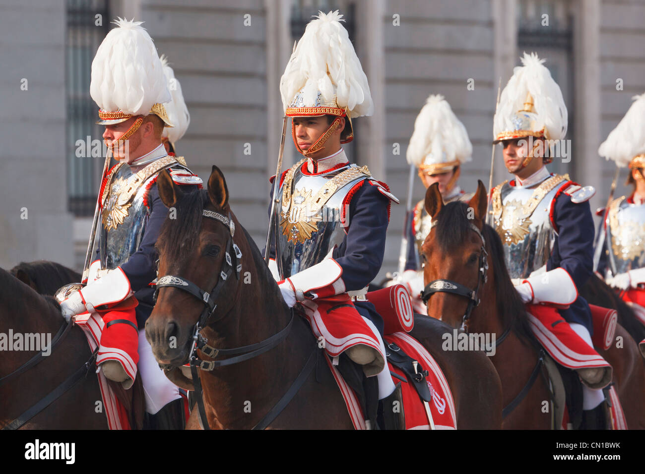 Madrid, Spain. Coraceros de la Guardia Real. Cuirassiers of the Royal