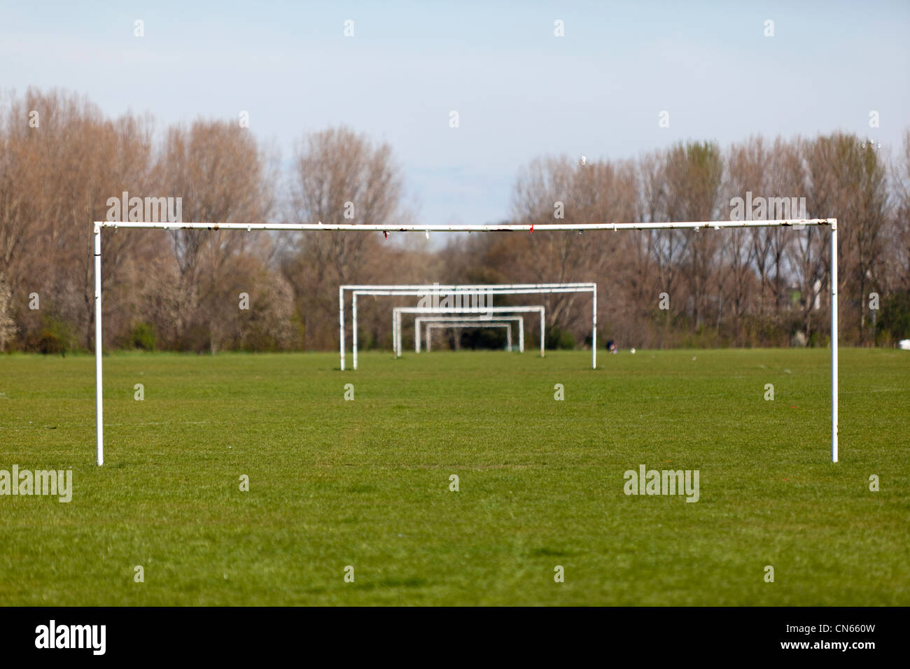 Hackney Marshes Football pitches, London, England, UK Stock Photo