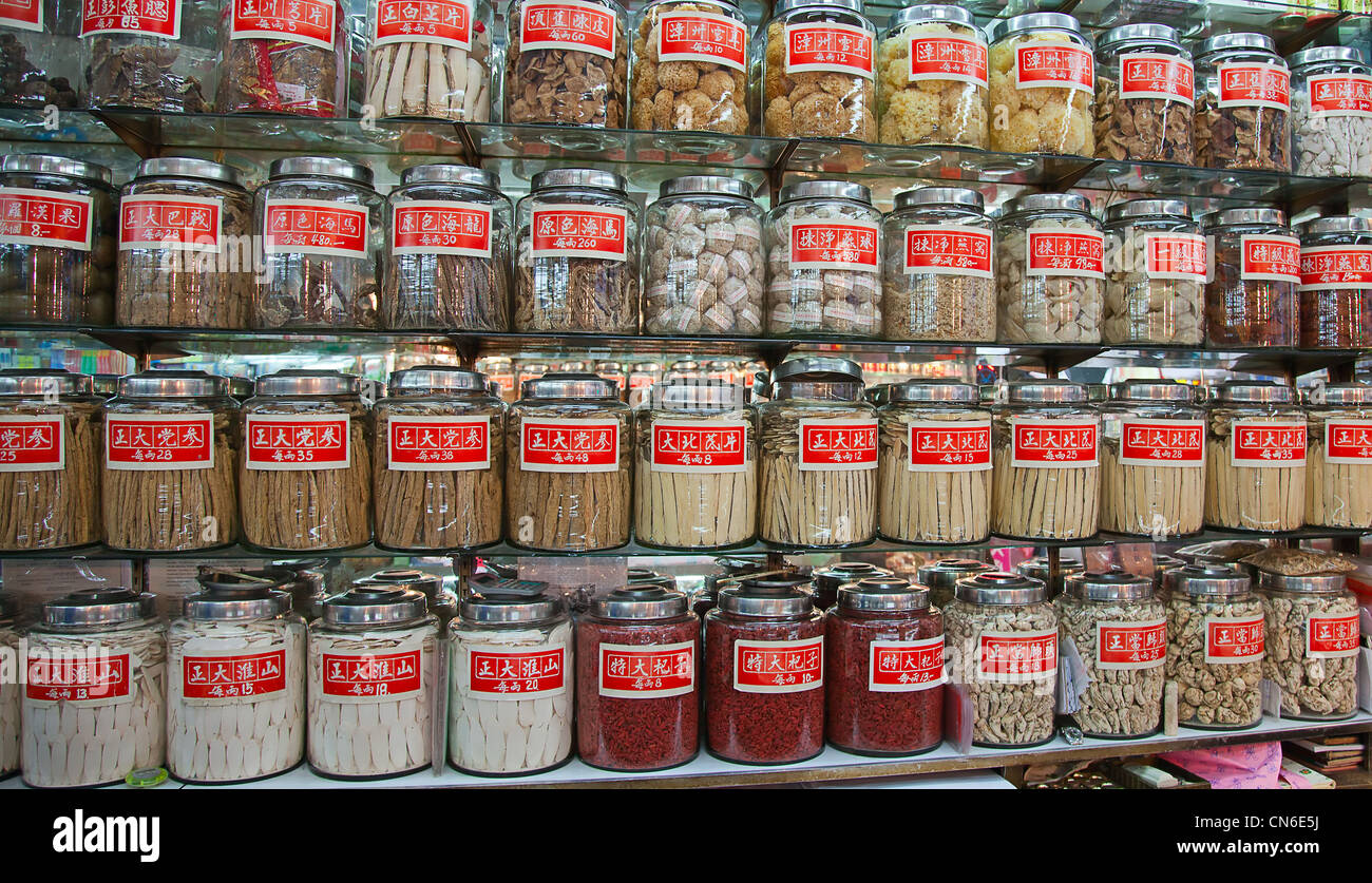 Traditional Chinese shop selling ingredients for food and medicine