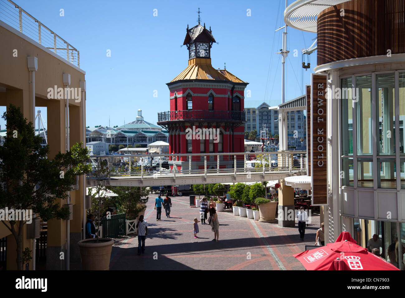Clock Tower Shopping mall at waterfront in Cape Town Stock Photo