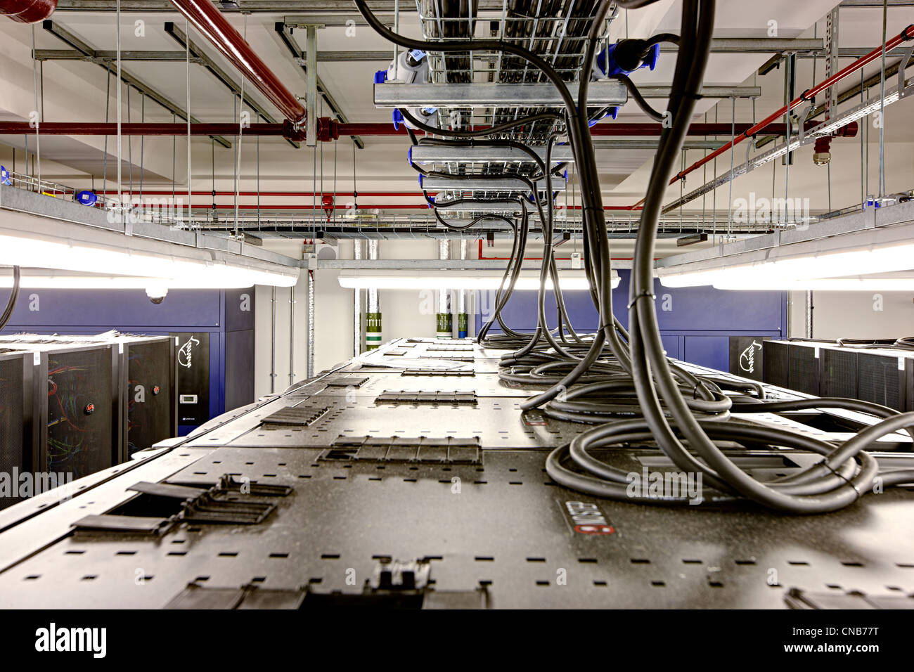 Communication Room Overhead power supply system Stock Photo, Royalty