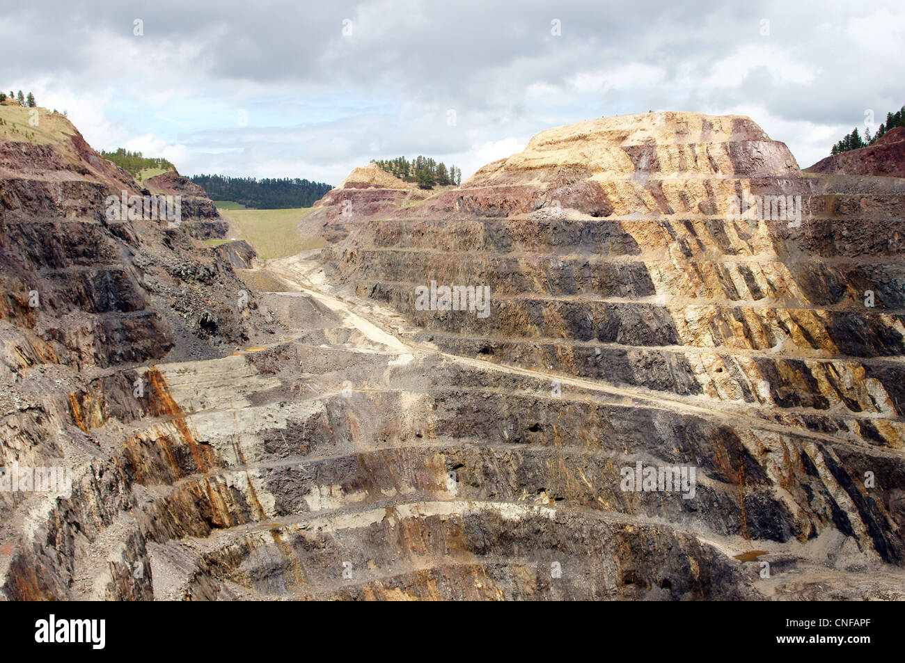 open pit gold mine lead south dakota sd industry mining landscape Stock