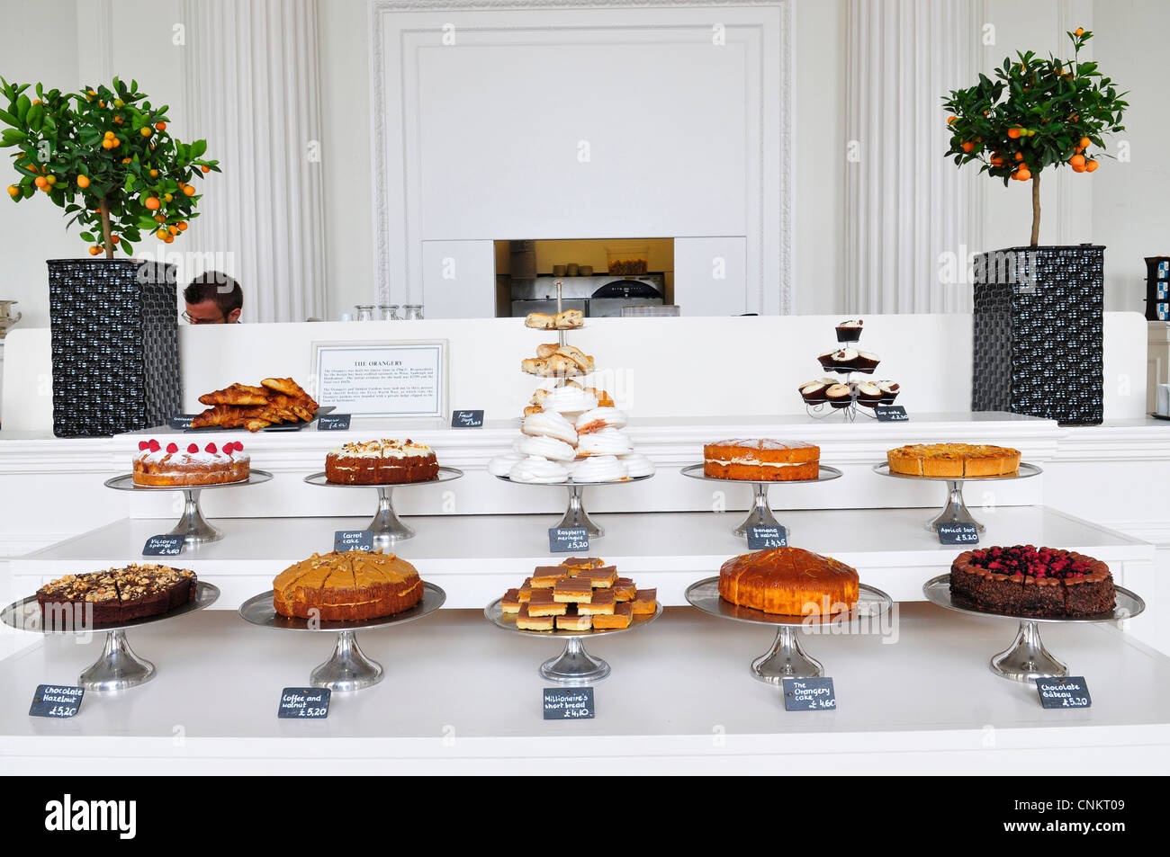 A Display of Cakes at The Orangery, Kensington Palace, London Stock