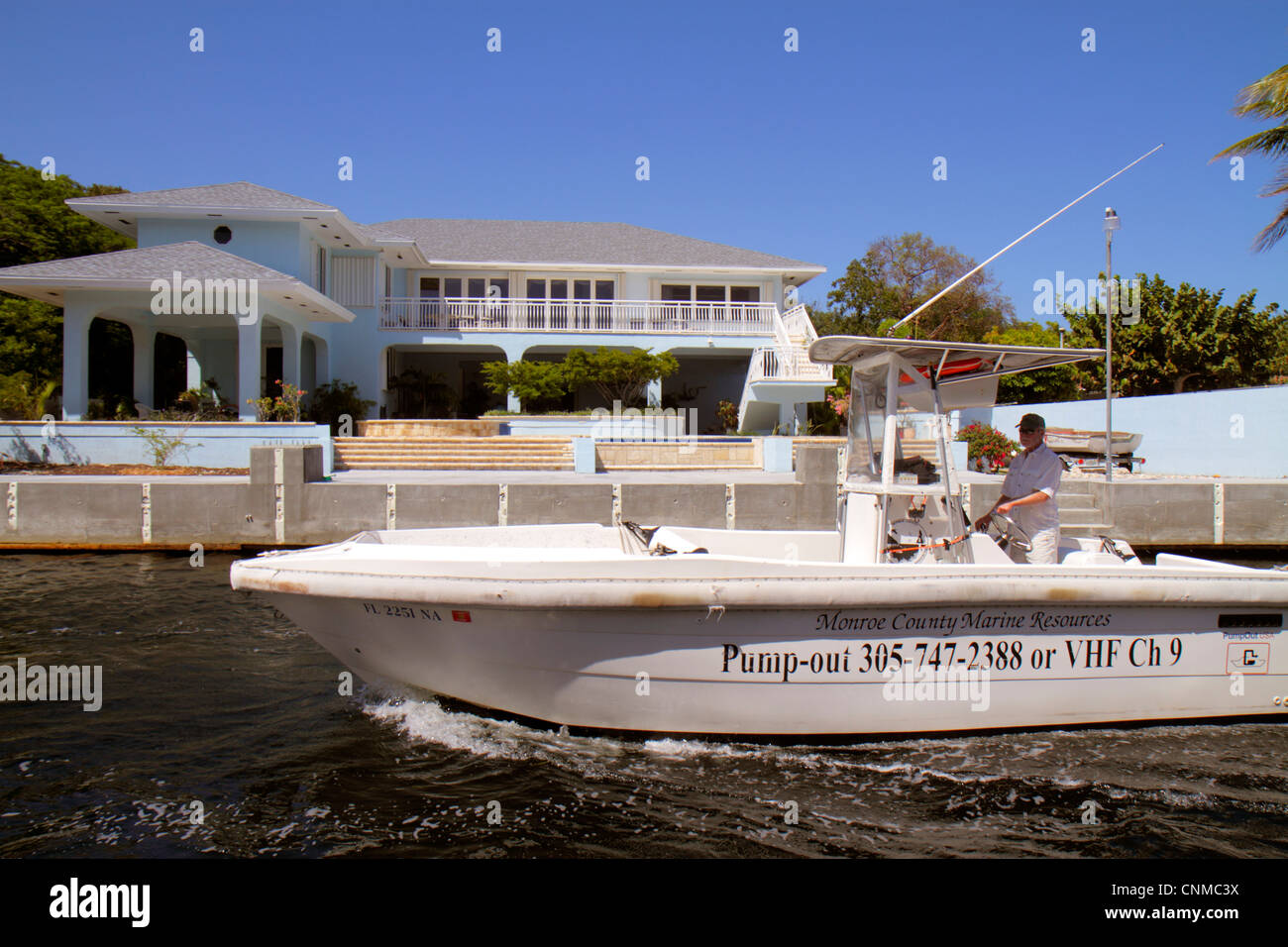 Key Largo Florida Upper Keys Largo Sound Canal waterfront homes Stock