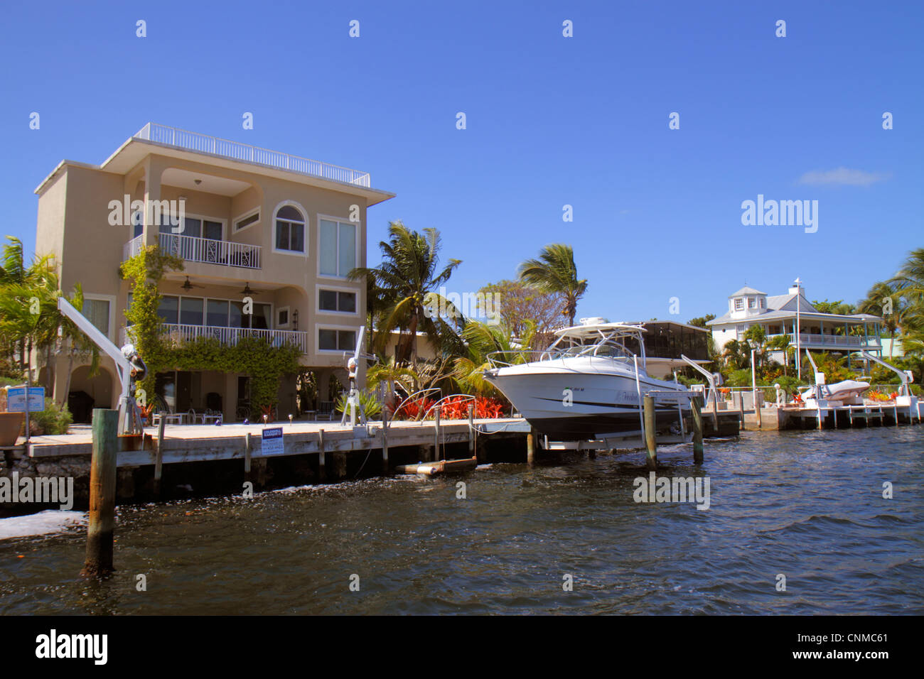 Key Largo Florida Upper Keys Largo Sound waterfront homes houses palm