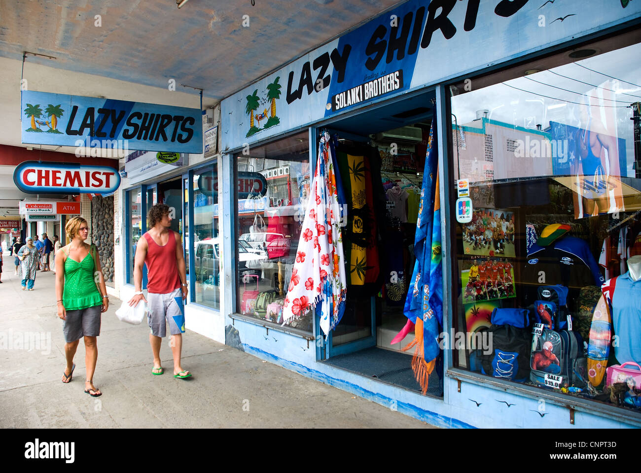 tourists shopping in main street, nadi, fiji Stock Photo, Royalty Free