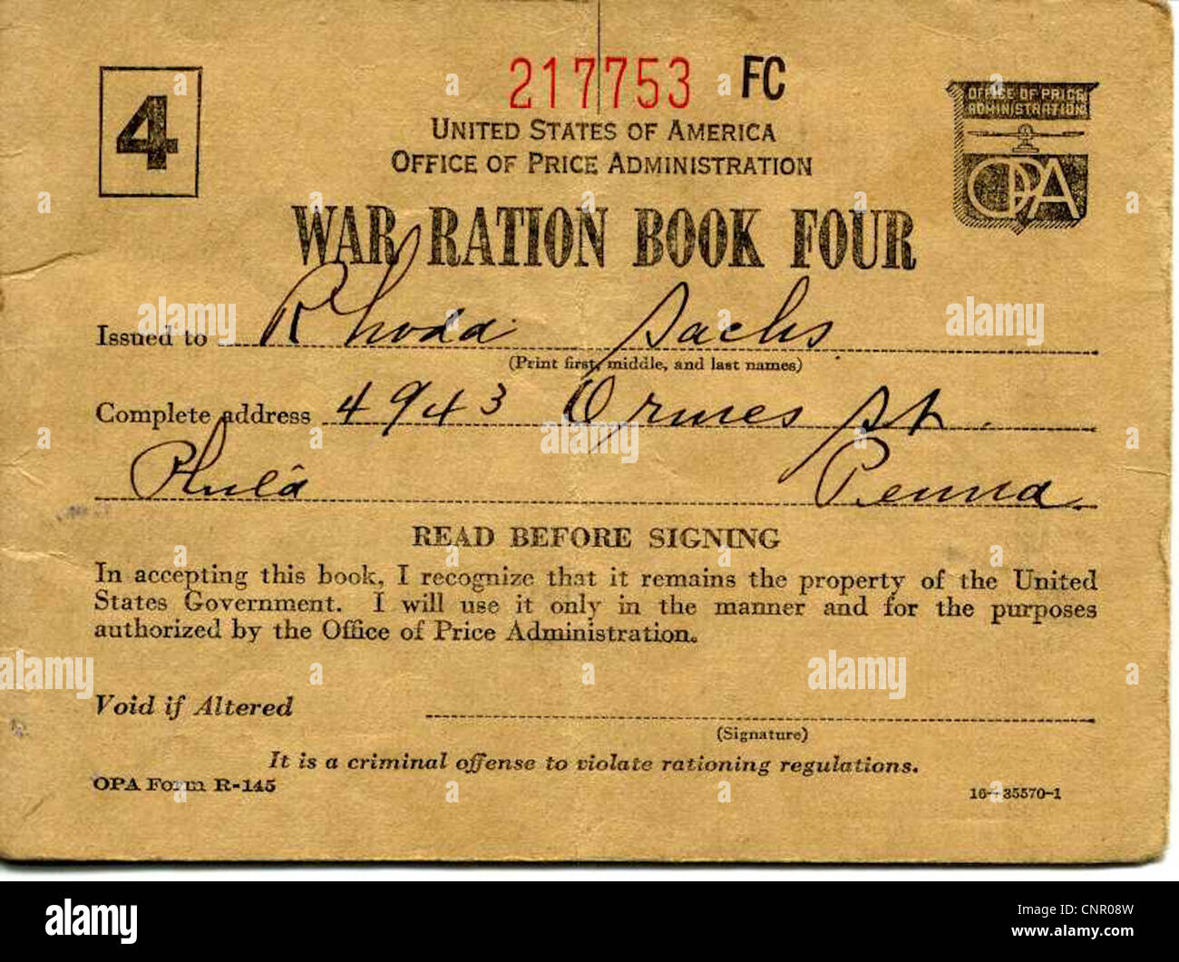 Ration book Stock Photo, Royalty Free Image 47833657 Alamy