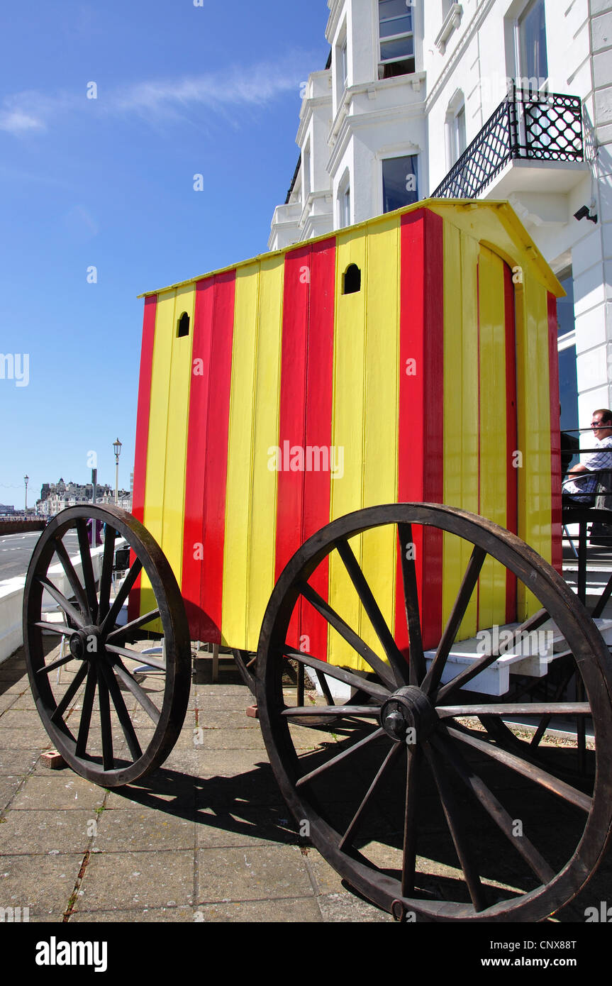 Victorian bathing machine outside Langham Hotel, Royal Parade Stock