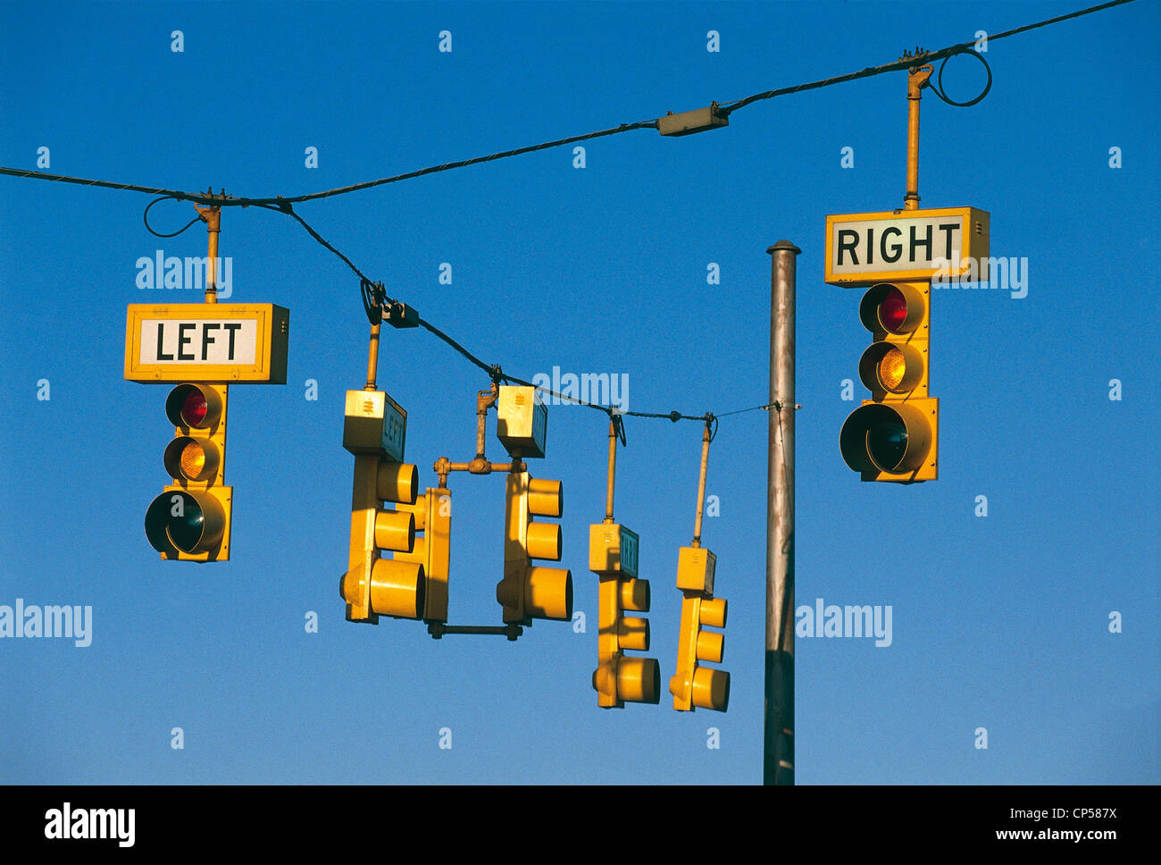 USA Michigan Detroit. Traffic lights at an intersection Stock Photo