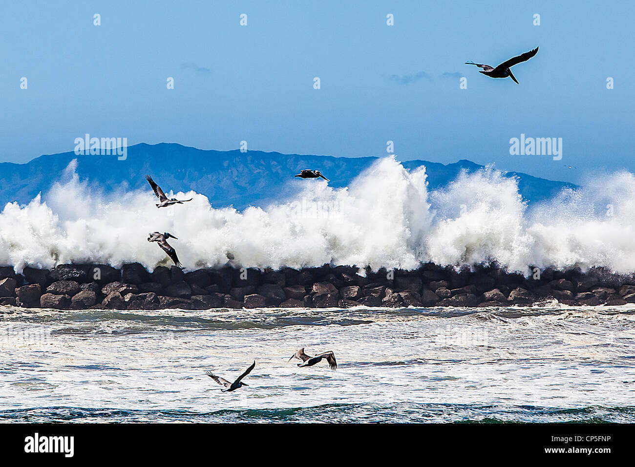 high-wind-and-waves-crashing-on-the-breakwater-and-jetty-in-oxnard-CP5FNP.jpg