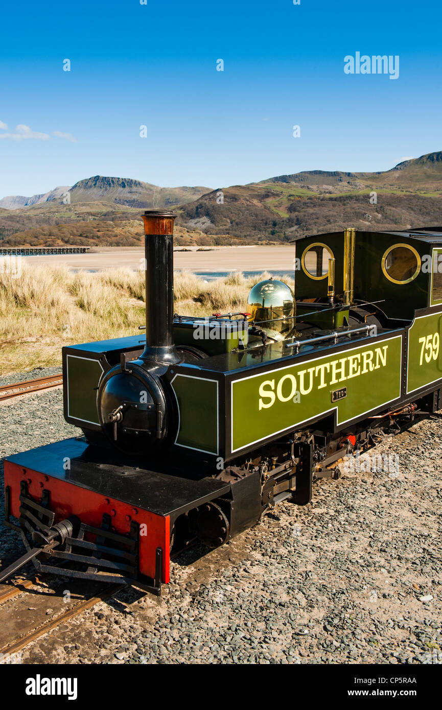 The Fairbourne Miniature Steam Railway With Cadair Idris Mountain In