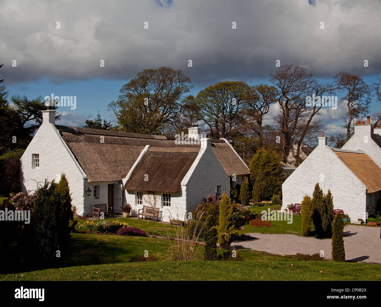 17th century thatched cottages at Swanston village, Edinburgh Stock