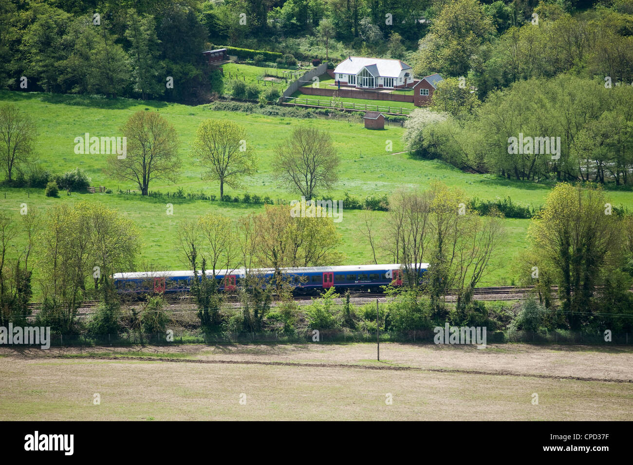 First Great Western train approaching Dorking station in Surrey Stock