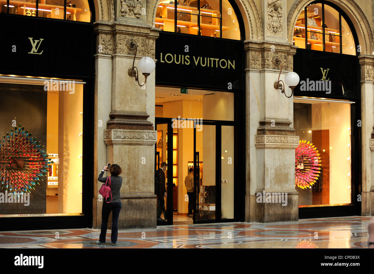 Louis Vuitton shop. Galleria Vittorio Emanuele II. Milan, Italy Stock Photo, Royalty Free Image ...