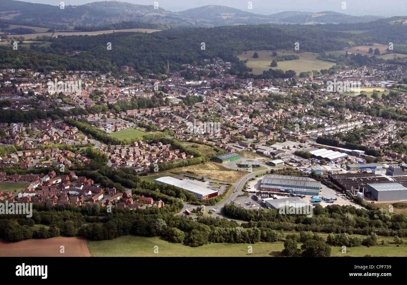 Aerial view of Ledbury town in Herefordshire Stock Photo, Royalty Free