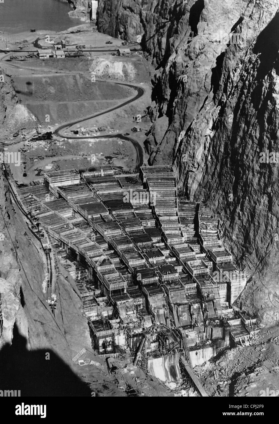 Construction of the Hoover Dam, 1933 Stock Photo, Royalty Free Image