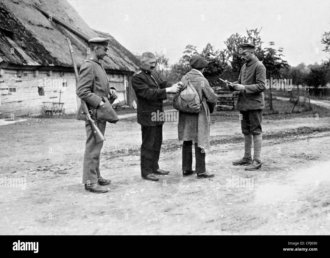 Border control in the GermanCzech border area, 1919 Stock Photo