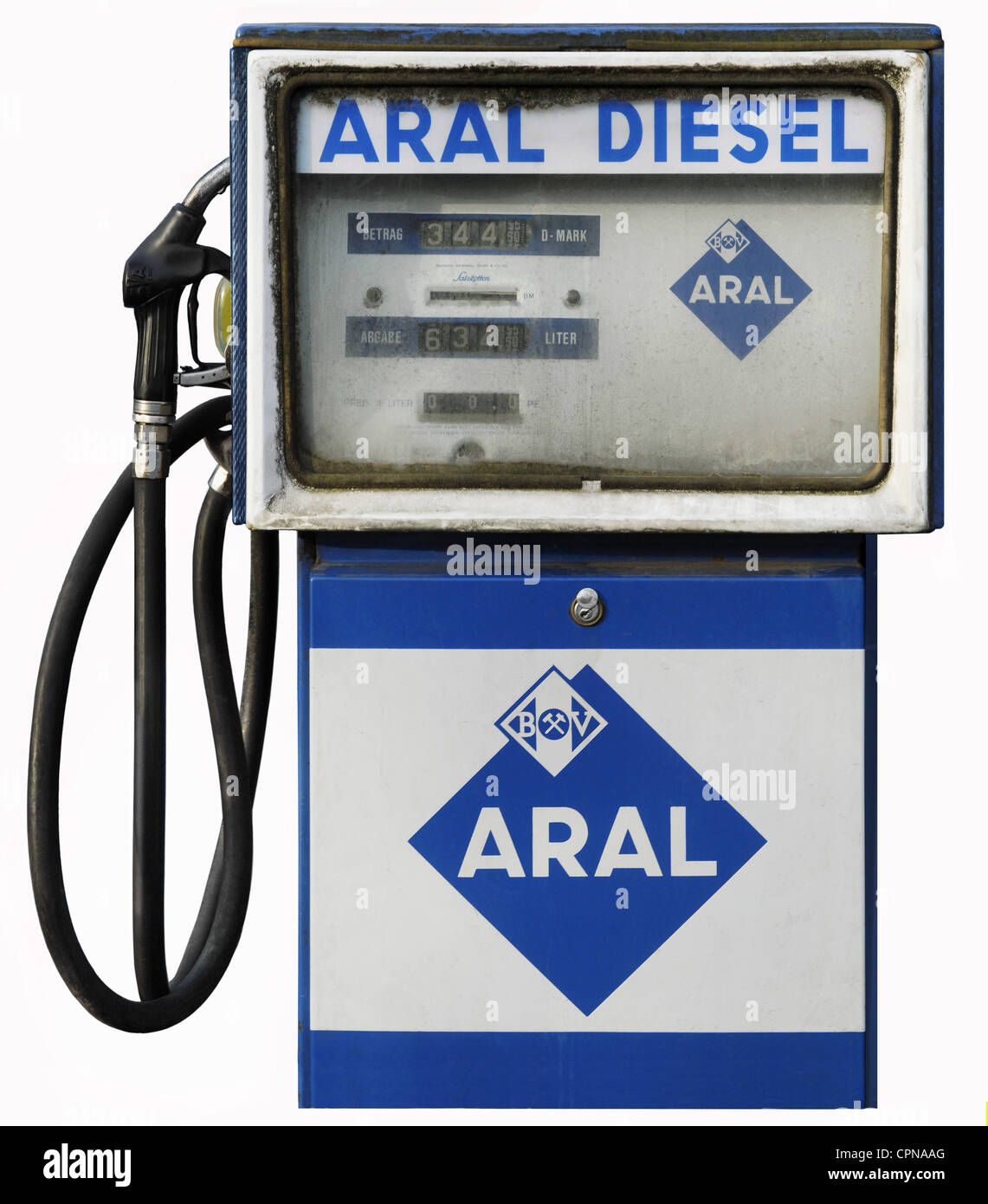 transport / transportation, car, petrol station, Aral petrol pump Stock