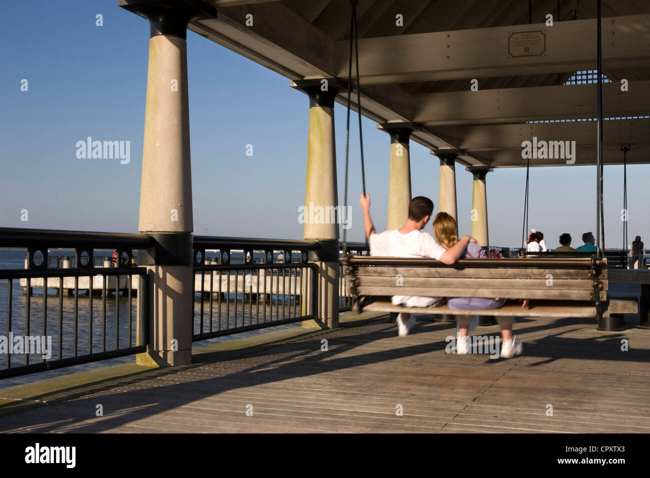Porch Swings On Pier Waterfront Park Cooper River Charleston South
