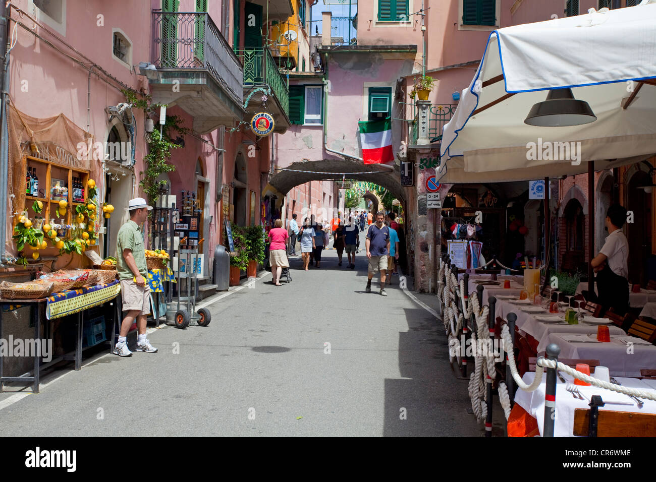 Old town alley with specialty shops and arcade, , Cinque Terre, La