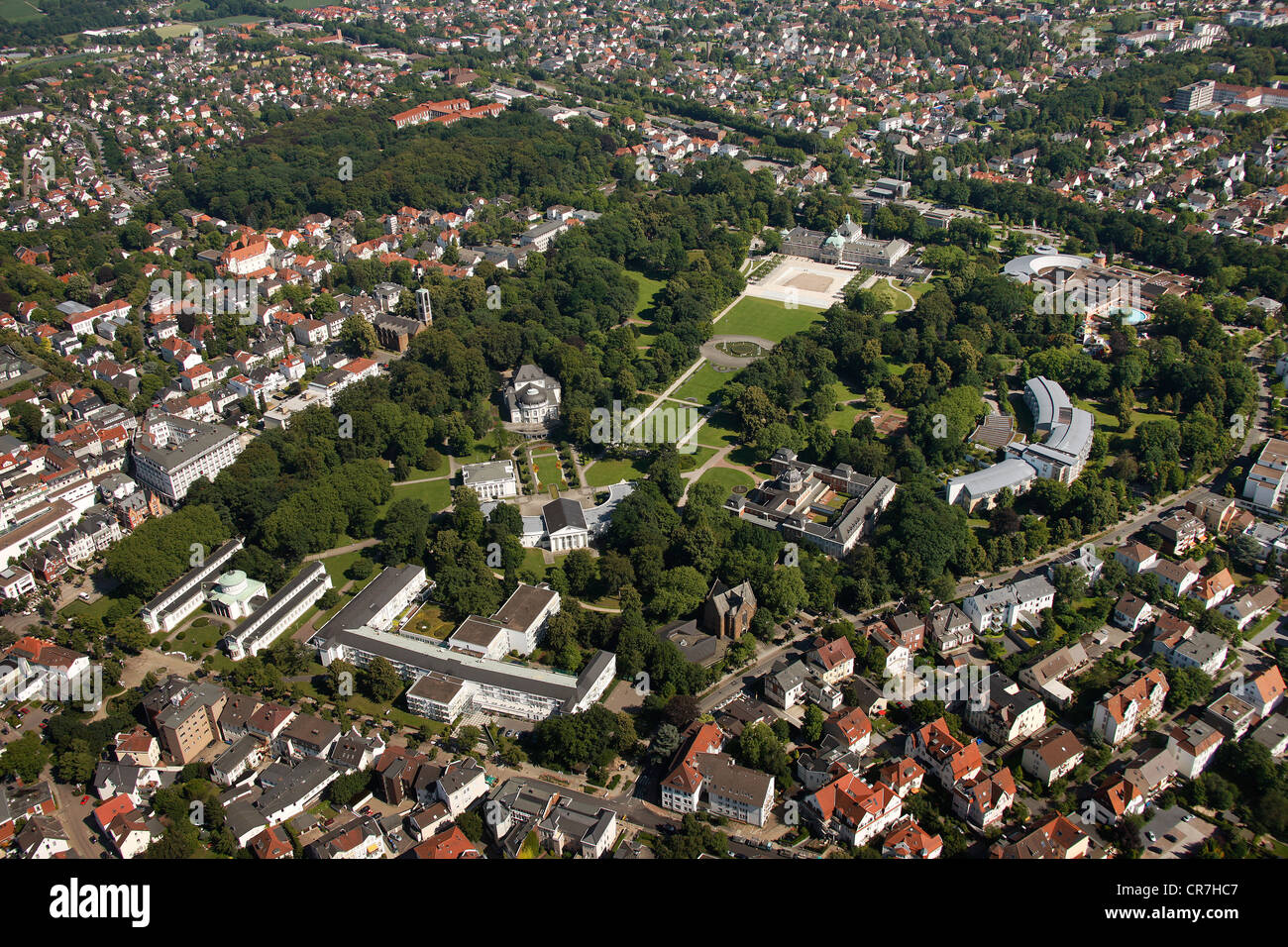 Aerial view, kaiserpalast, former spa hotel, spa gardens bad stock ...