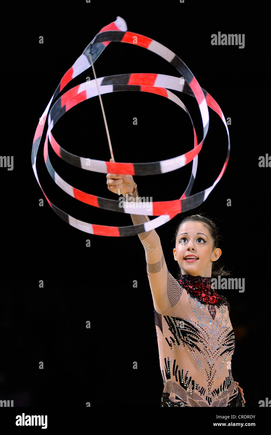 Woman Doing Rhythmic Gymnastics With Ribbon Stock Photo Alamy