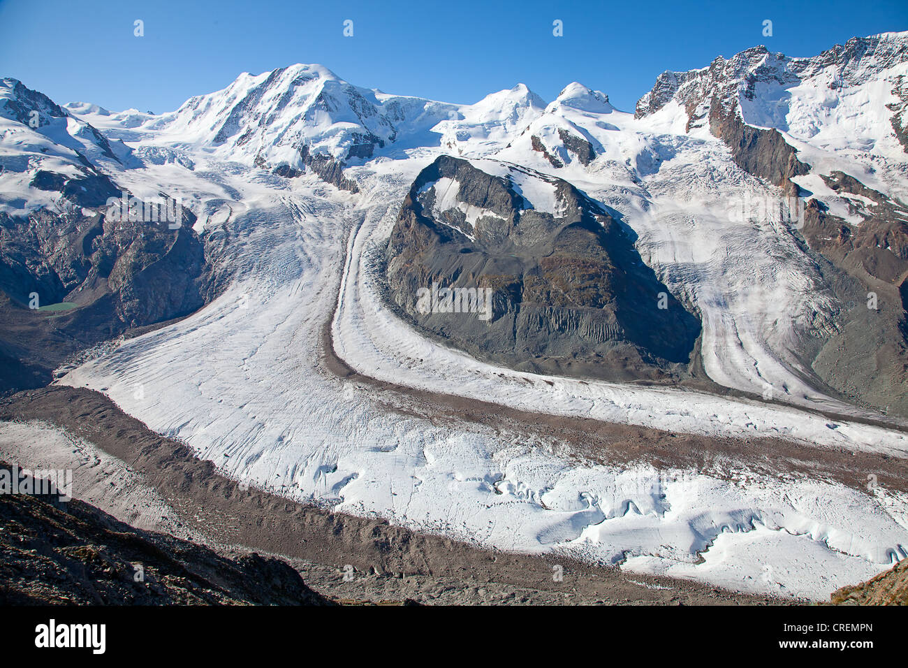 Melting glaciers in the swiss alps Stock Photo, Royalty Free Image