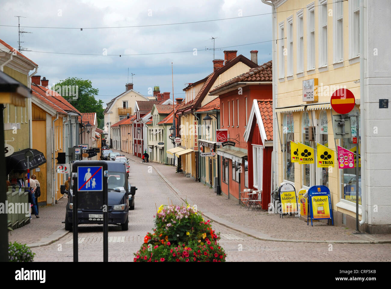 Storgatan, main road of Vimmerby, Sweden, Smaland, Vimmerby Stock Photo