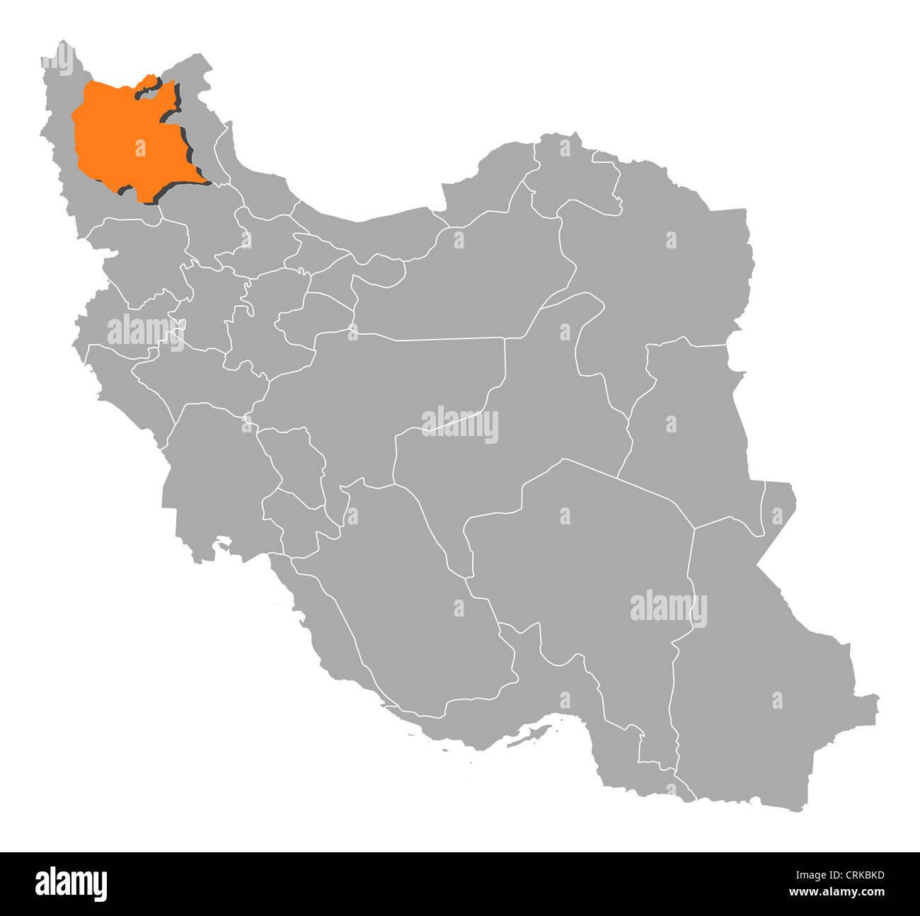 Political Map Of Iran With The Several Provinces Where East Azerbaijan