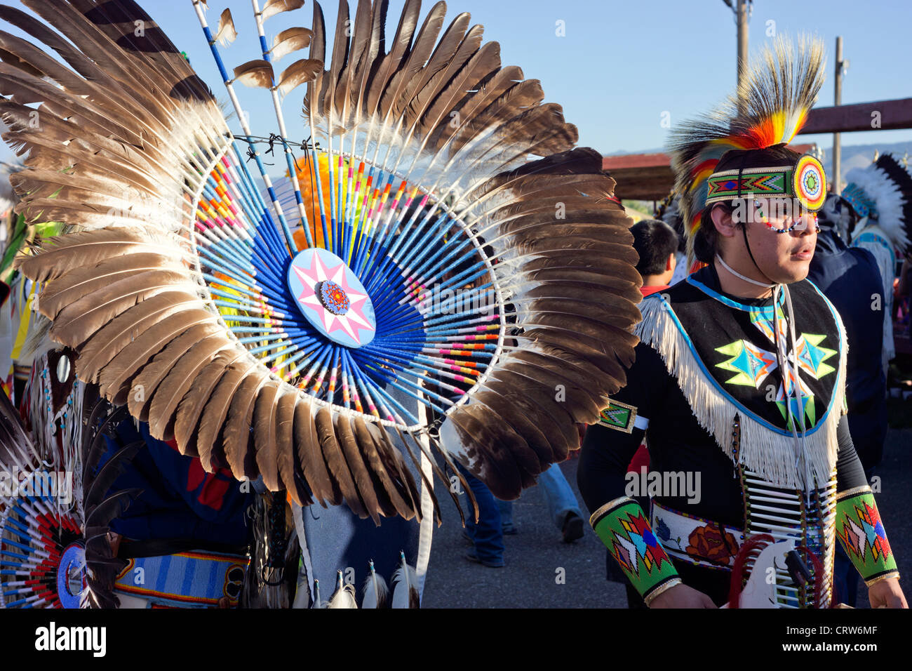 Fort Washakie, Wyoming Dancers in full regalia at the Indian Days Stock Photo, Royalty Free