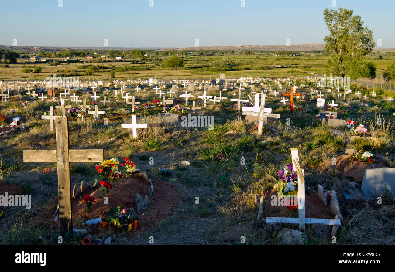 Fort Washakie, Wyoming Native American cemetery Stock Photo, Royalty