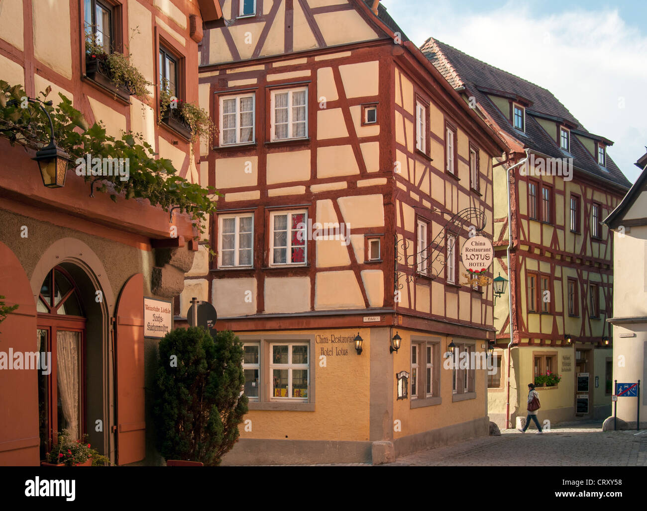 Halftimbered Townhouses in Old Town of Rothenburg ob der Tauber Stock
