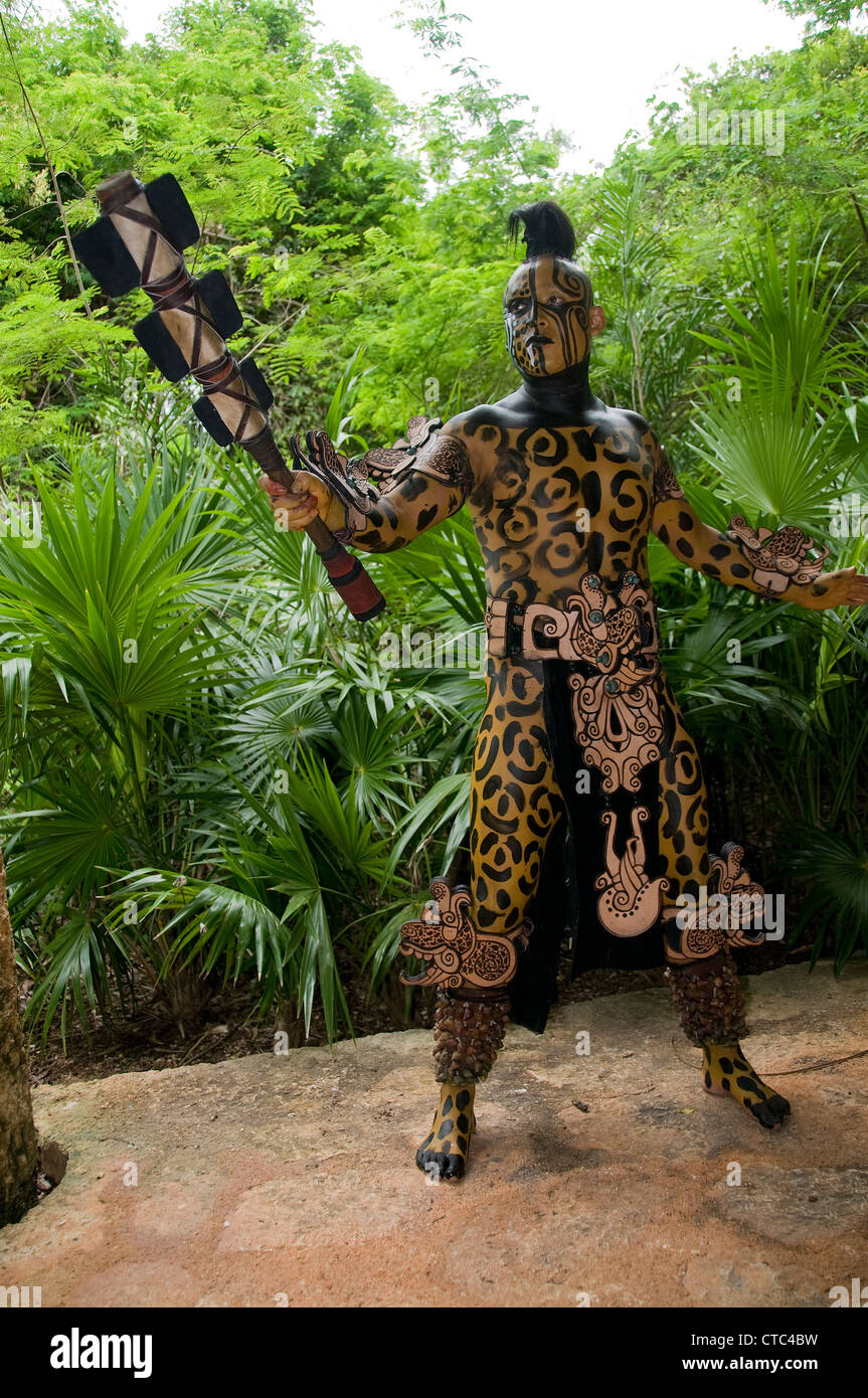 A Maya sacred animal actor/dancer in Dios Jaguar dress (costume) at