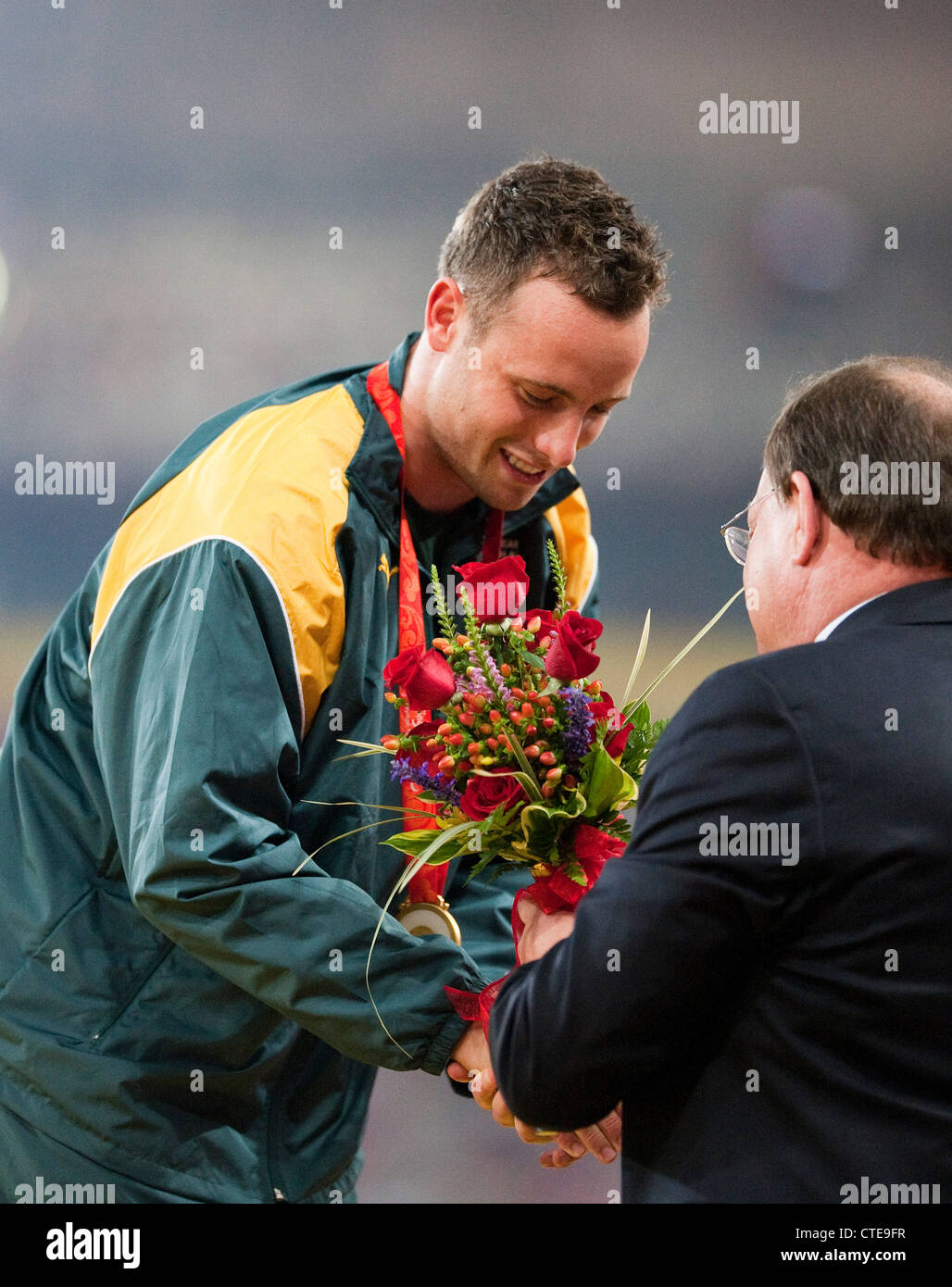 South African Paralympic Sprinter Oscar Pistorius Participates In The