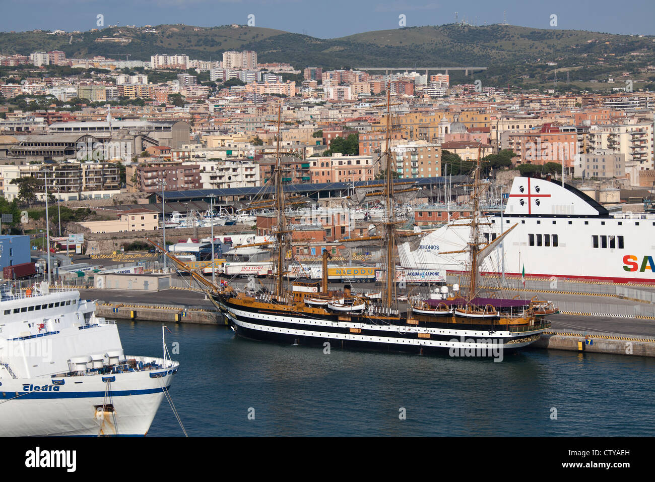 Town of Civitavecchia, Italy. Elevated view of Civitavecchia with the