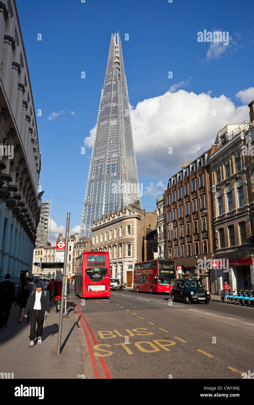 Street Scene On Southwark Street With The Shard Building In The