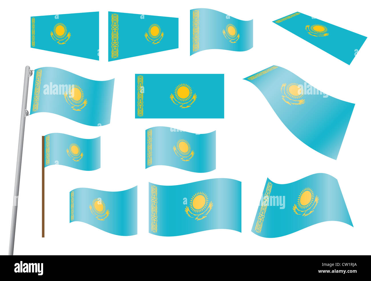 Set Of Flags Of Kazakhstan Illustration Stock Photo Alamy