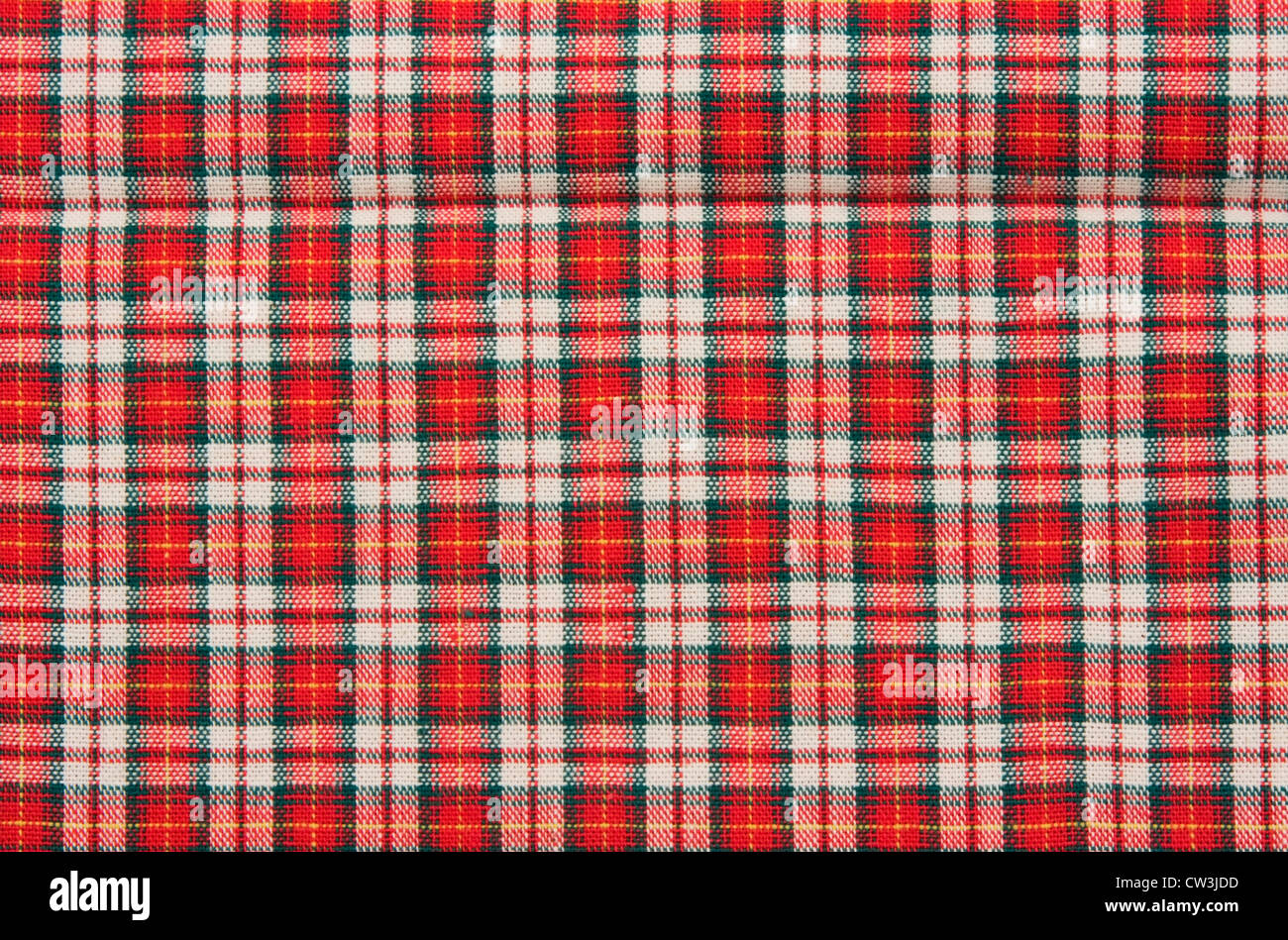 Red white and black plaid textile fabric background Stock Photo