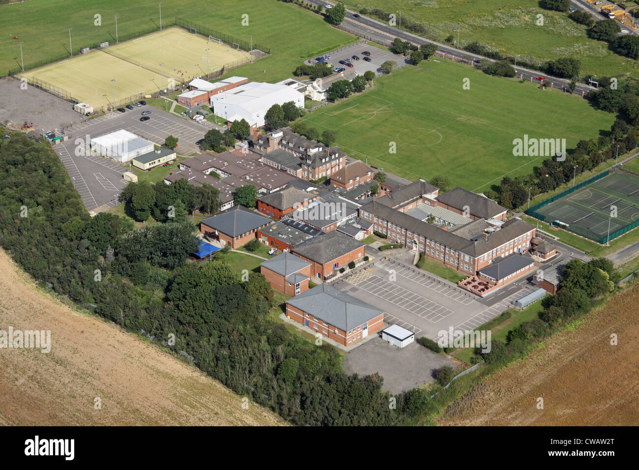 aerial view of Palmer's College, Grays, Thurrock, Essex Stock Photo