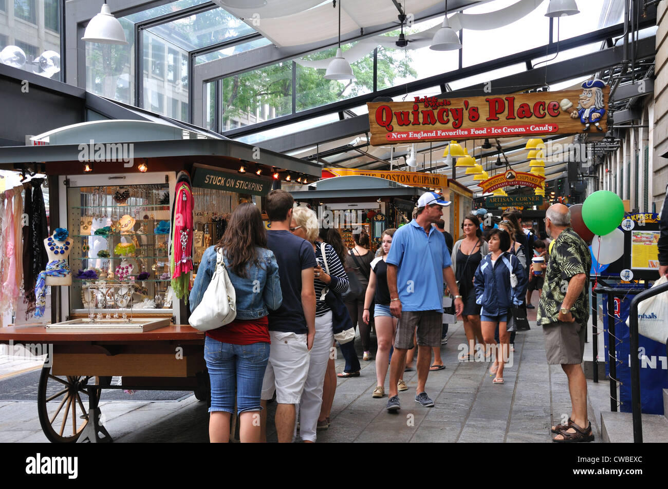 Quincy Market Food Court in Boston, Massachusetts, USA - souvenir Stock