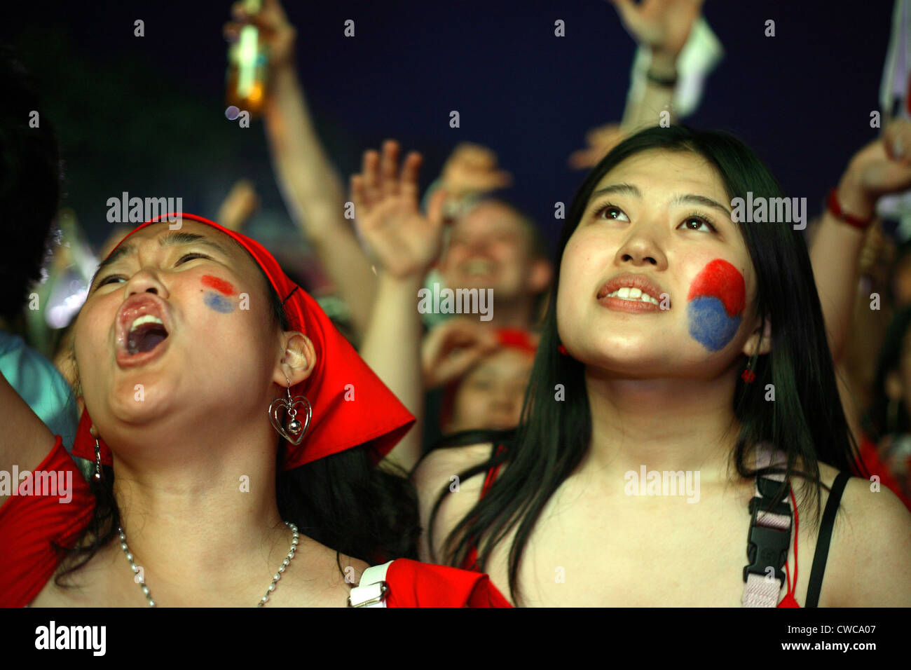 Soccer fans World Cup 2006 Girls from South Korea Stock Photo, Royalty
