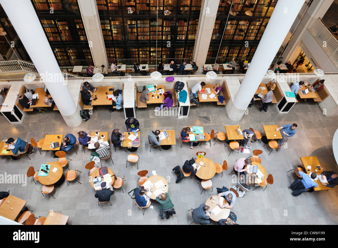 England, London, The British Library, Cafe Tables Stock Photo, Royalty