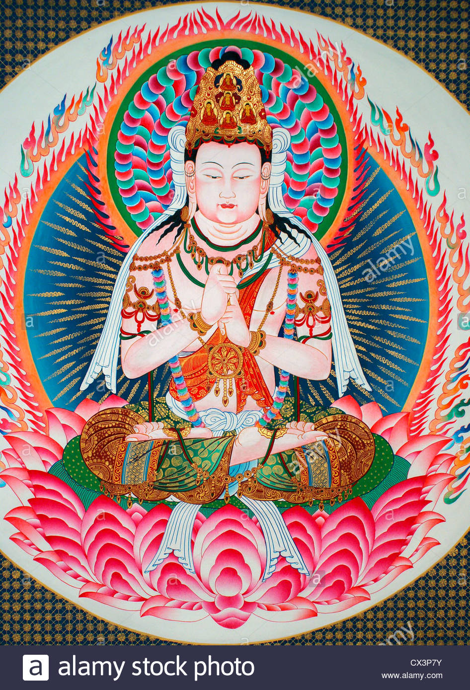 Nepali Painting Of The Primordial Buddha Vairocana In A Japanese Stock 